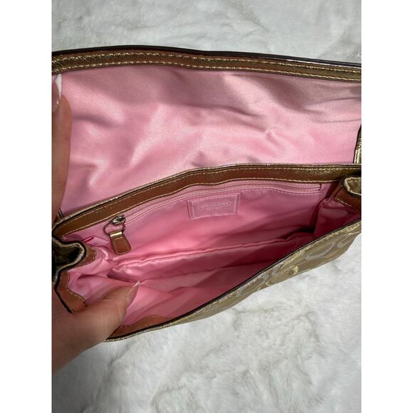 y2k COACH Vintage Demi Metallic Gold Silver Mini Purse - Picture 4 of 9